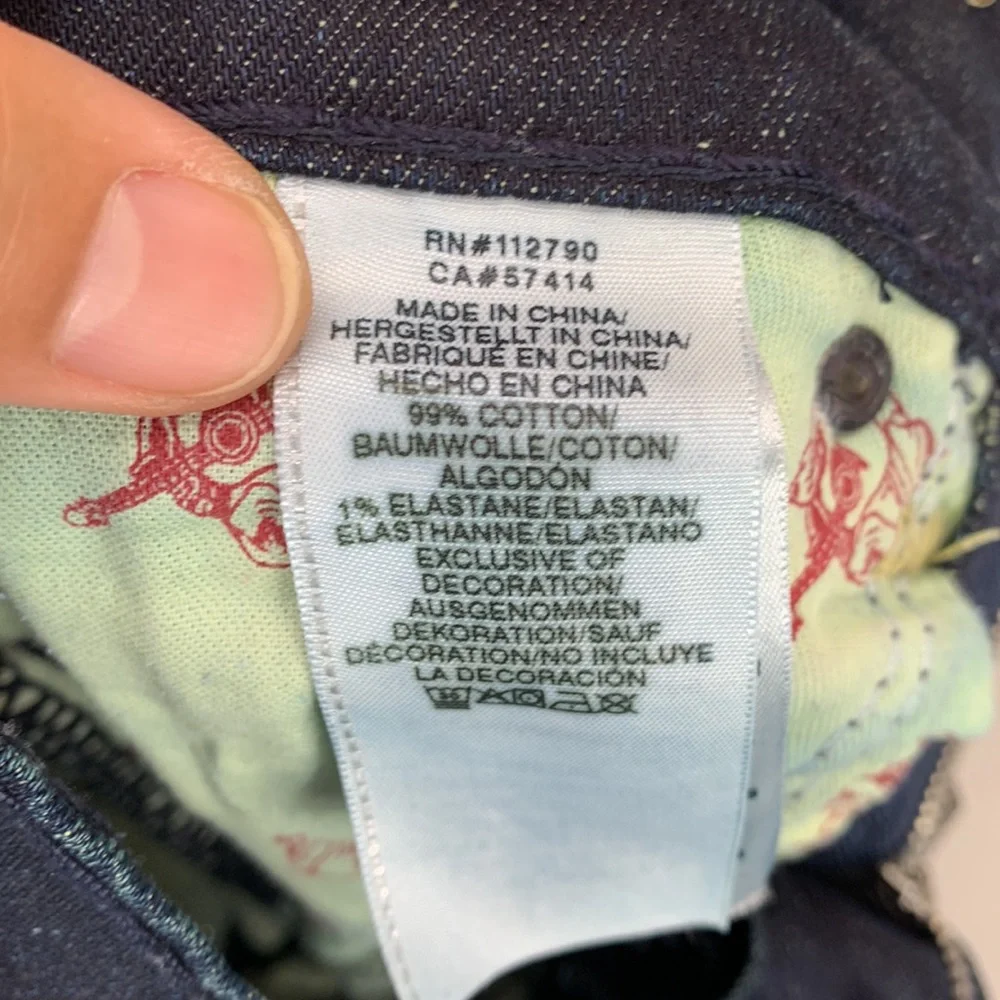 True Religion Ricky Relaxed Straight‎ Jeans Women’s Blue Dark Wash Denim Size 28 - Picture 12 of 16